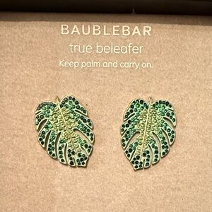 BaubleBar Emerald Leaf Earrings